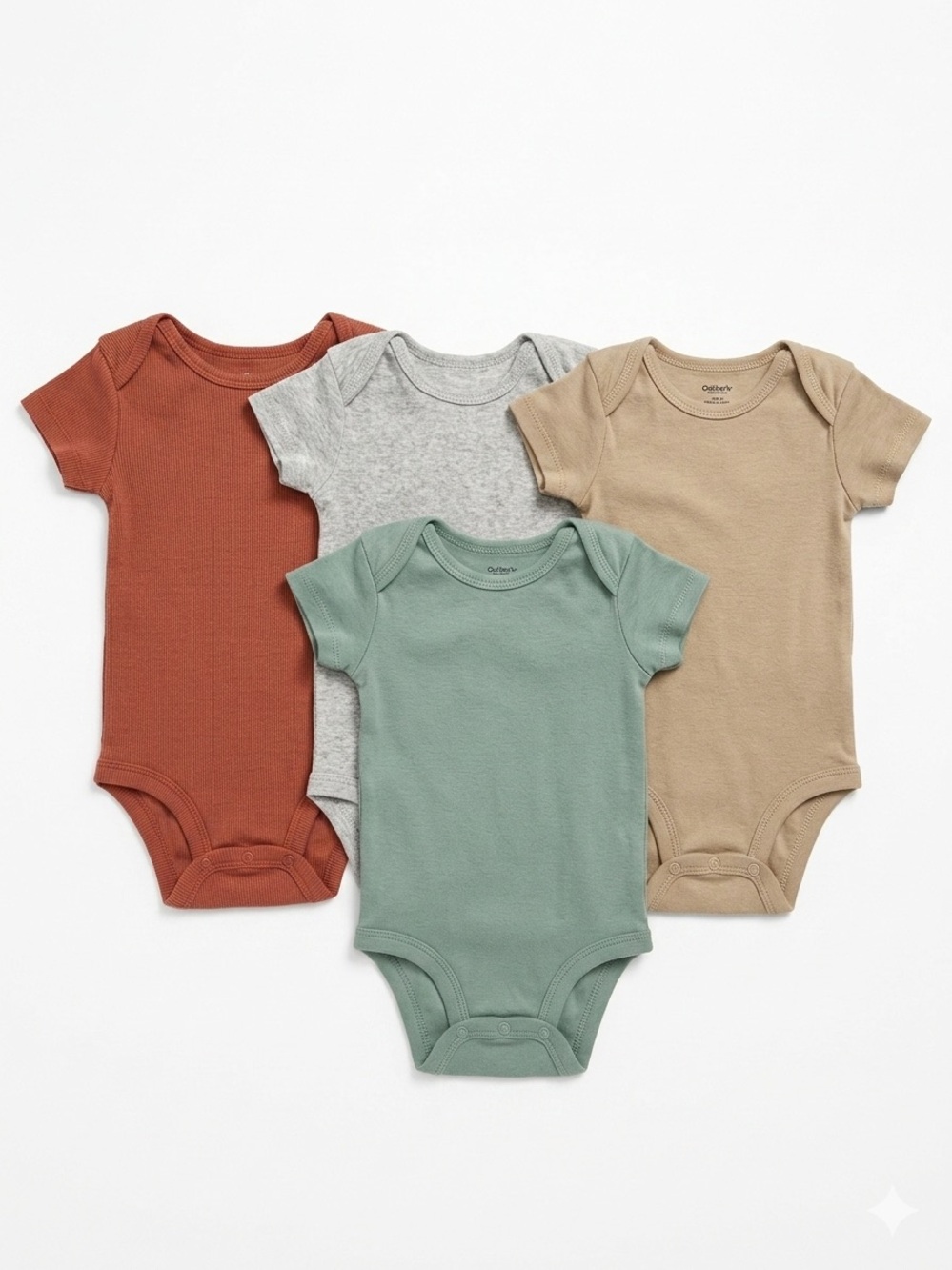 Gerber (4PK) One-Piece Bodysuits - Rust, Gray, Sage, Tan